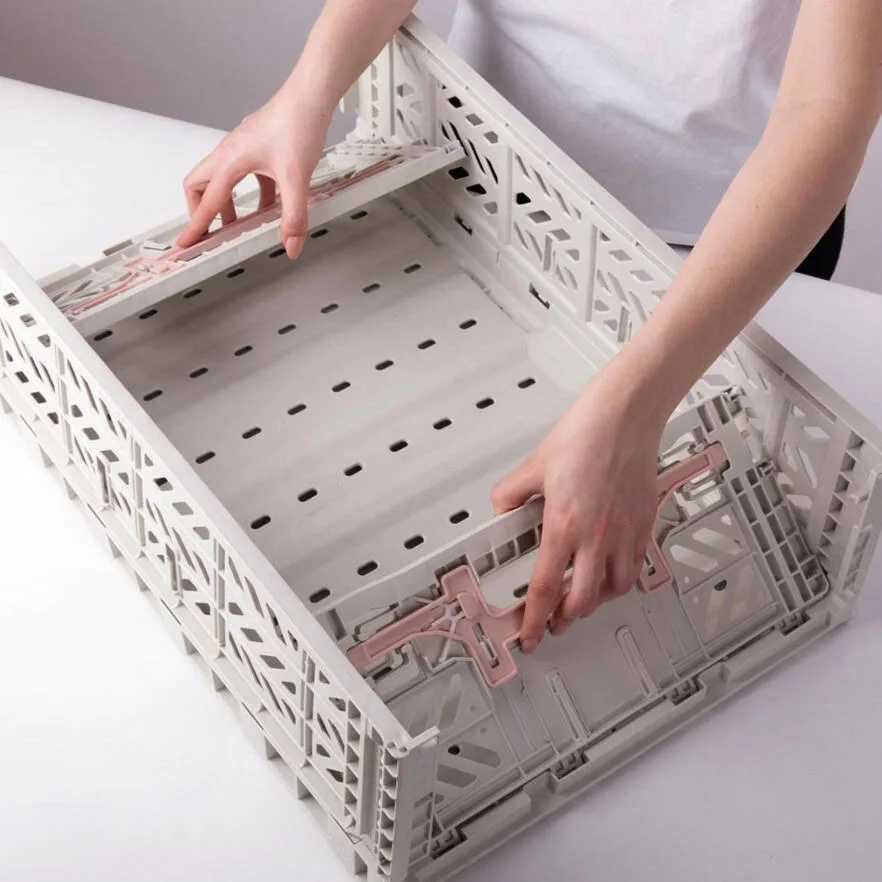 Aykasa Maxibox Comfort Lock Folding Crate 23.6 x 15.7 x 7.1 in – Light Gray – image 2