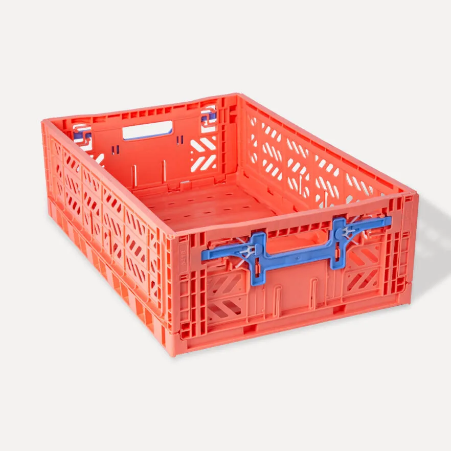 Aykasa Maxibox Comfort Lock Folding Crate 23.6 x 15.7 x 7.1 in – Salmon Pink