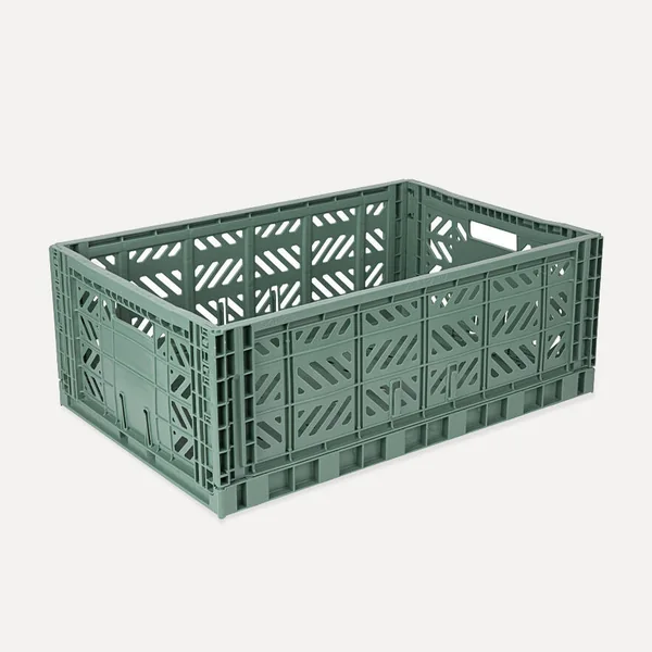 Aykasa Maxibox Folding Crate 23.6 x 15.7 x 8.7 in – Almond Green