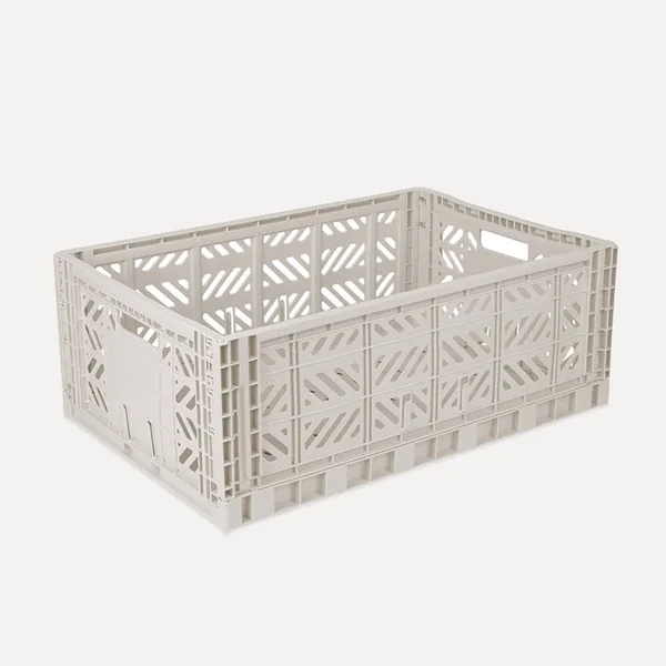 Aykasa Maxibox Folding Crate 23.6 x 15.7 x 8.7 in – Light Gray
