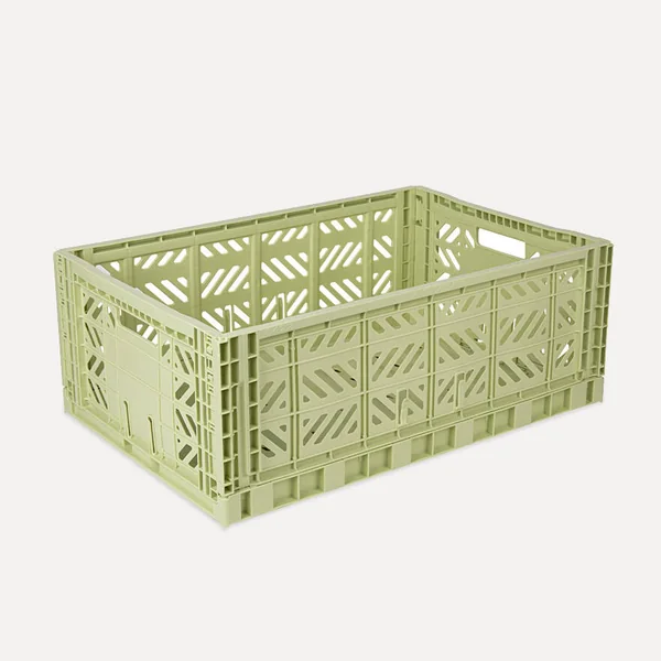Aykasa Maxibox Folding Crate 23.6 x 15.7 x 8.7 in – Lime Cream
