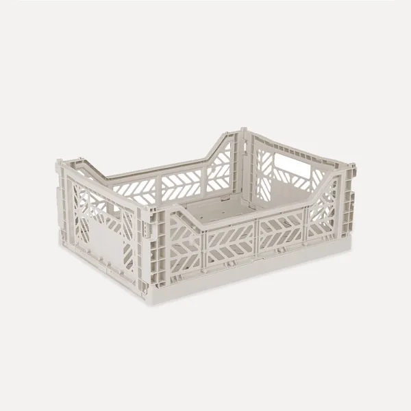 Aykasa Midibox Folding Crate 15.7 x 11.8 x 5.5 in – Light Gray
