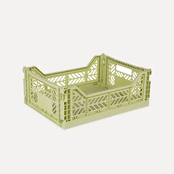 Aykasa Midibox Folding Crate 15.7 x 11.8 x 5.5 in – Lime Cream